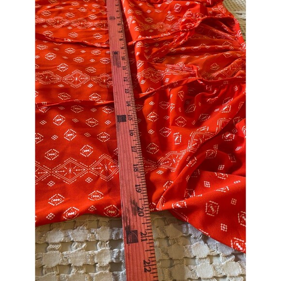 Womens Flowy Boho Size Medium Sheer Orange Long Sleeve Blouse - Picture 8 of 9